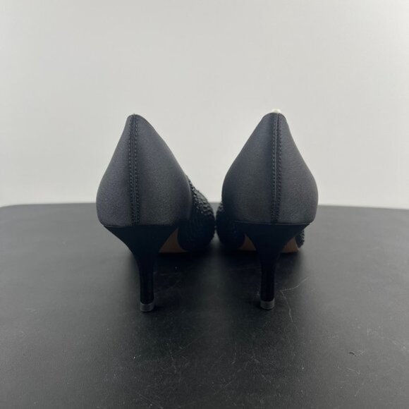 J. Renee Rishna Fabric Rhinestones Shoes Heels Pumps Size 10.5 Satin Black - Picture 5 of 11
